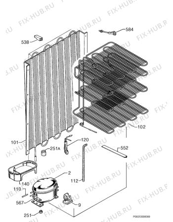 Взрыв-схема холодильника Privileg 740870_7996 - Схема узла Cooling system 017